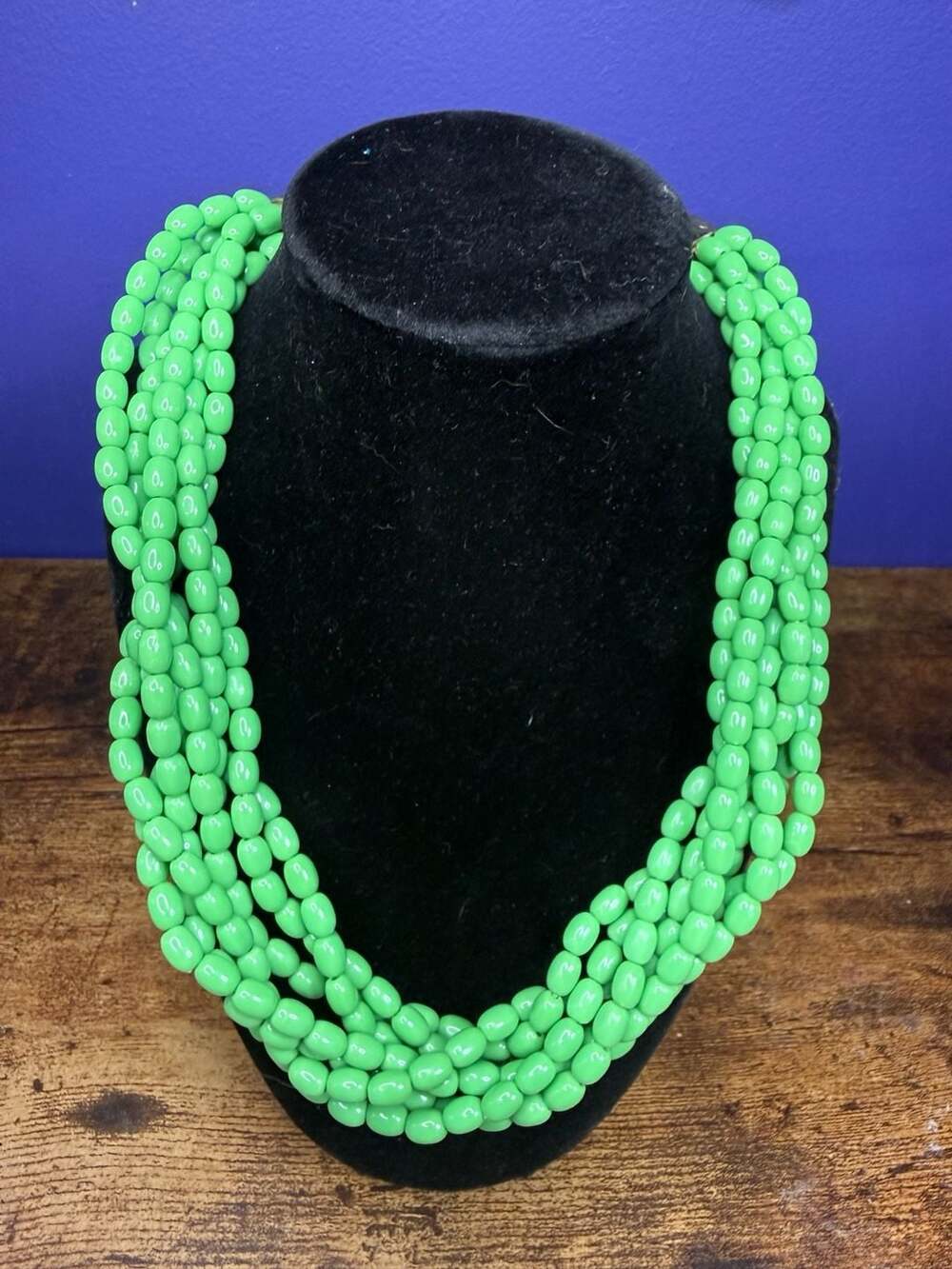 Talbots Chunky Lime Green Multi Strand Beaded Statement Necklace